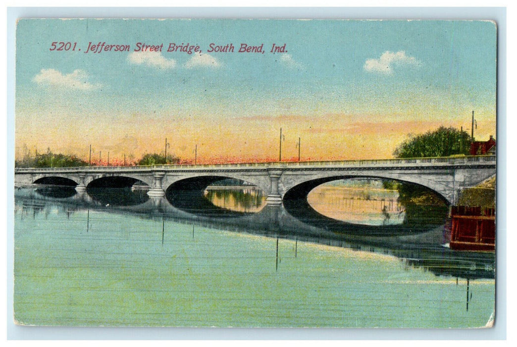 c1910 Jefferson Street Bridge South Bend Indiana IN Unposted Postcard