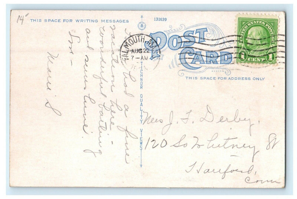 1934 Terrace Gables from Pier, Falmouth Heights, Massachusetts MA Postcard