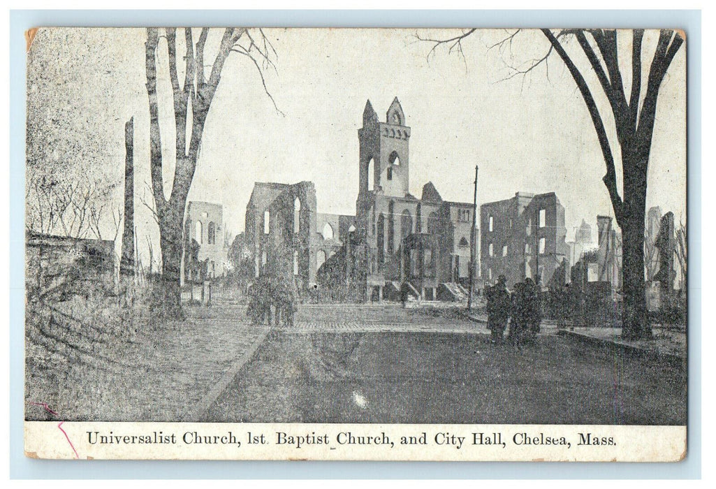c1910 Universalist Church, 1st Baptist Church, Chelsea Massachusetts MA Postcard