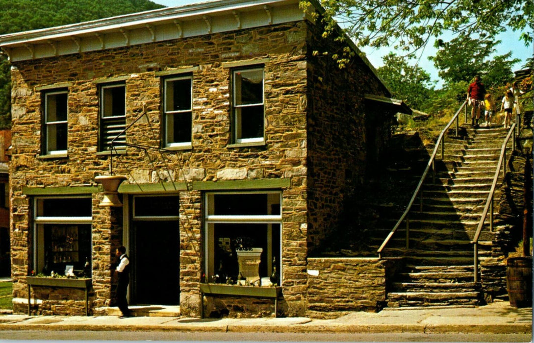 c1950s The Stone Steps, Harper's Ferry, West Virginia WV Unposted Postcard