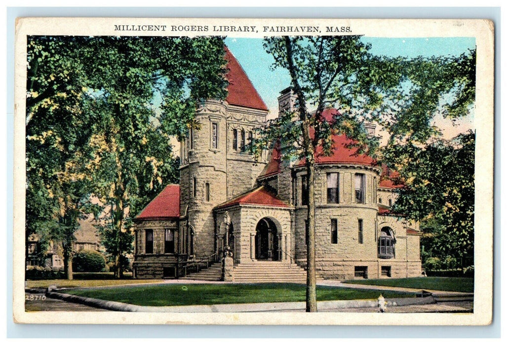 1933 Millicent Rogers Library, Fairhaven Massachusetts MA Postcard