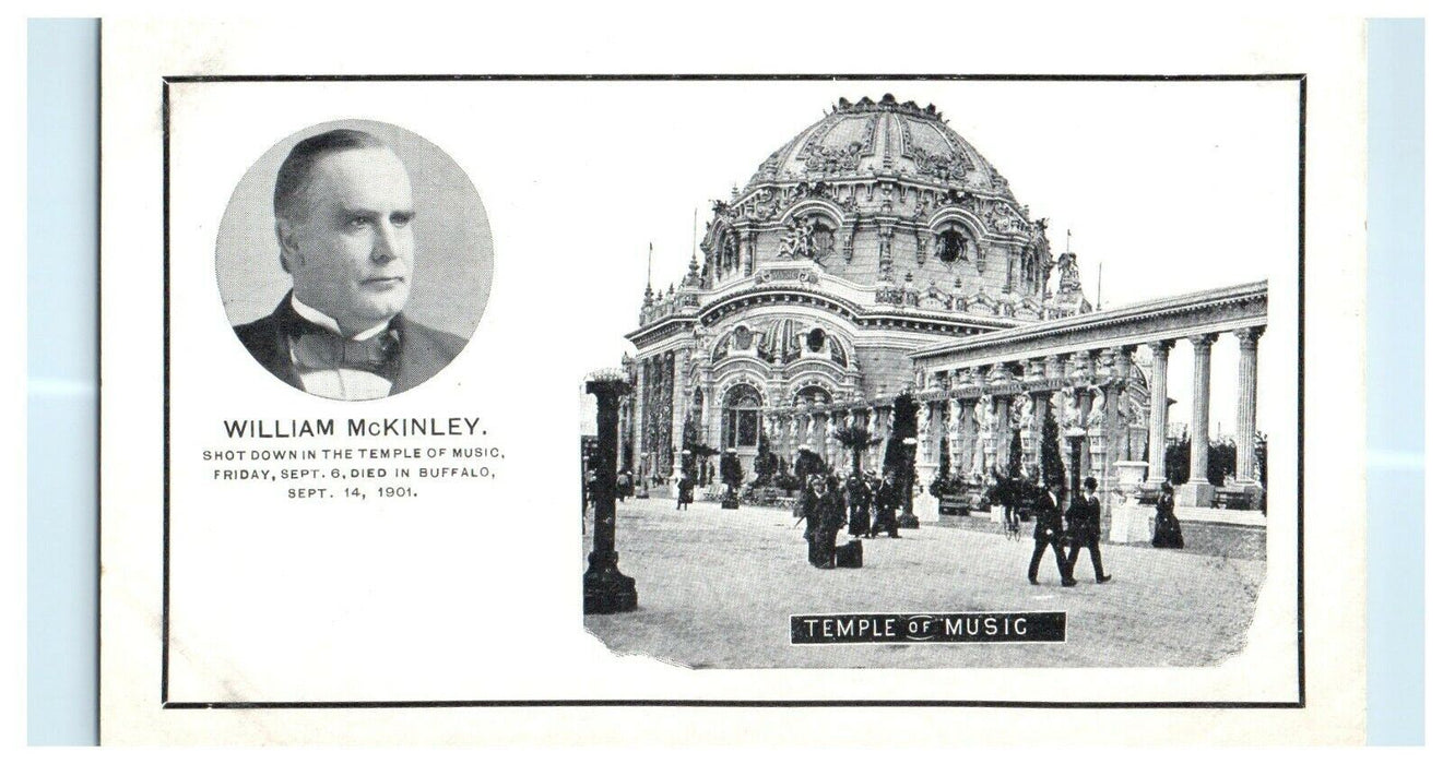 1901 William McKinley Shot Down in Temple of Music Antique Postcard