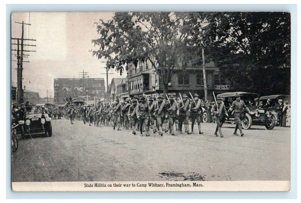 1927 State Militia to Camp Whitney Framingham Massachusetts MA Postcard