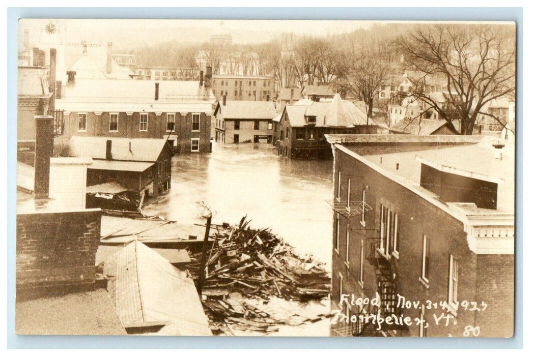 1927 The Flood At Montpelier Vermont VT RPPC Photo Vintage Postcard