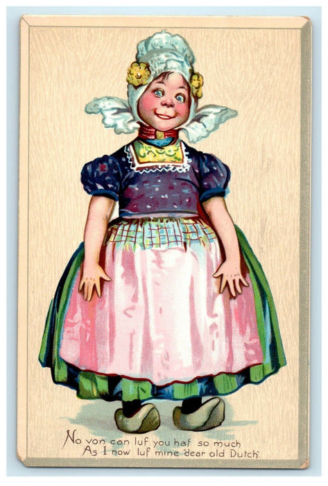 1907 Tuck Valentine Dutch Girl With Pink Apron Posted Series No. 108 Postcard