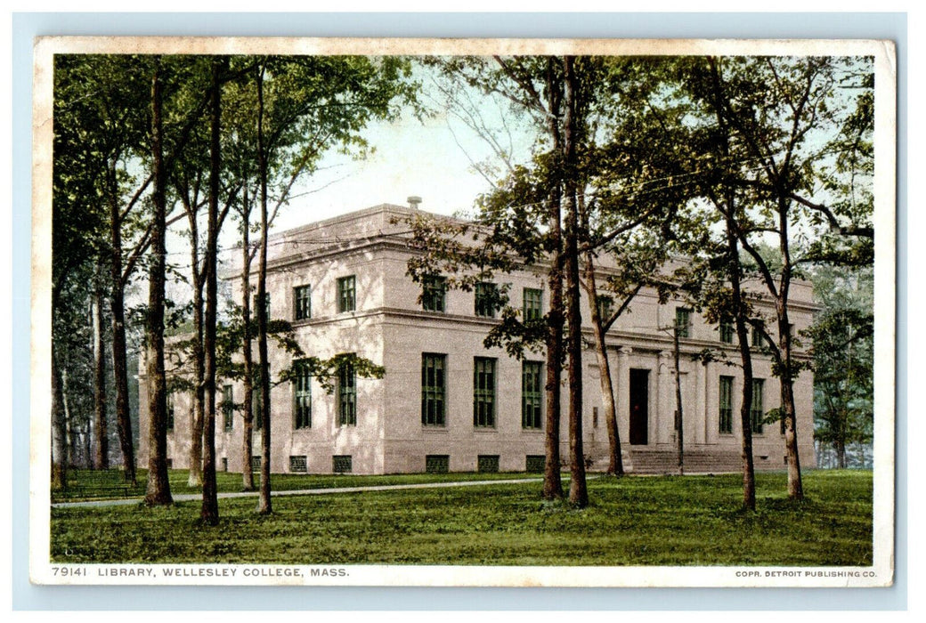 c1910s Library, Wellesley College, Wellesley Massachusetts MA Phostint Postcard