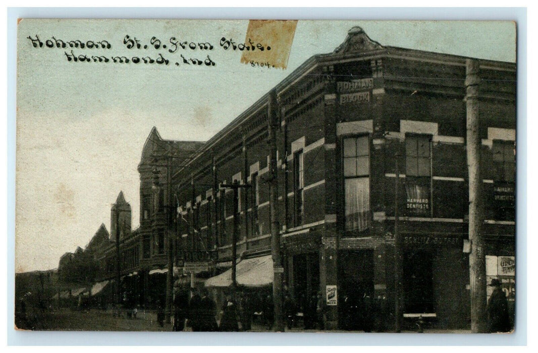 1910 Hohman St. South From State St. Hammond Indiana IN Posted Antique Postcard