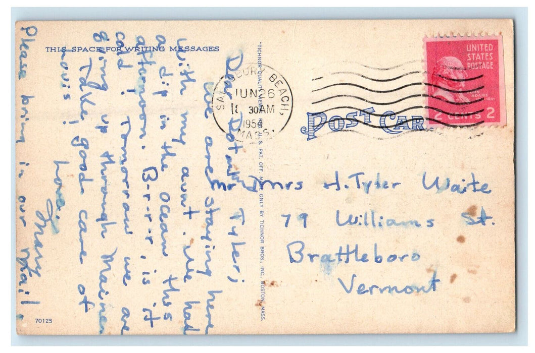 1954 The Jetties, Salisbury Beach, Massachusetts MA Vintage Postcard