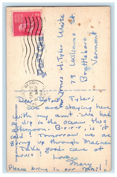 1954 The Jetties, Salisbury Beach, Massachusetts MA Vintage Postcard