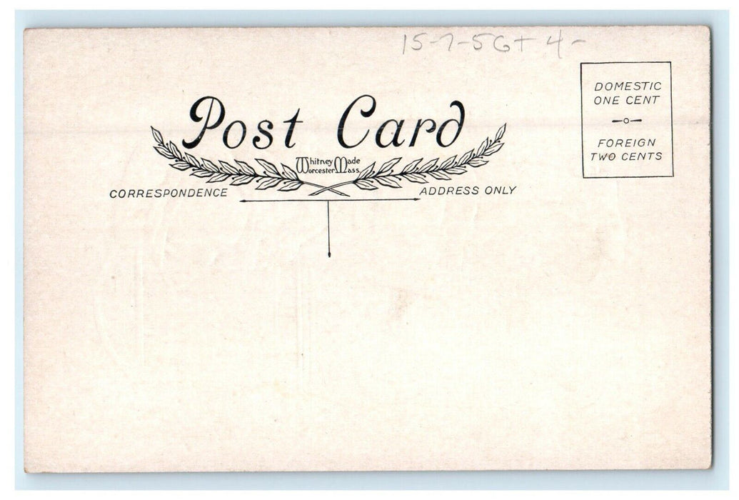 c1910 Valentine Girl In Dress Buying Stamps Embossed Unposted Antique Postcard