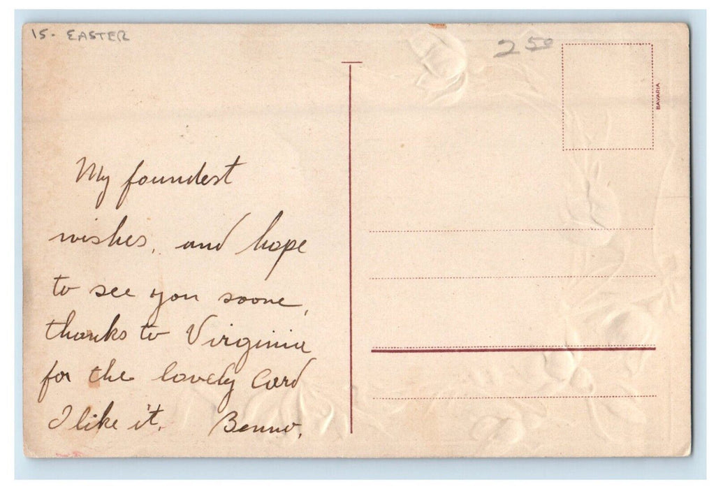 c1910's Easter Jesus Christ Cross Flowers Religious Embossed Antique Postcard