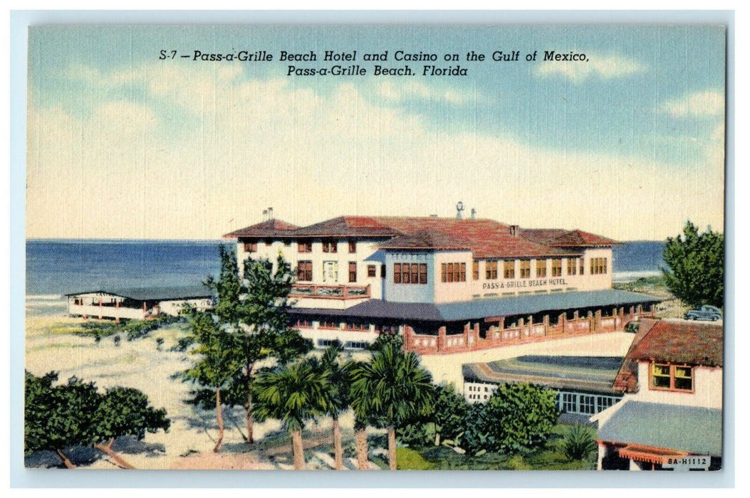 c1930's Pass-a-Grille Beach Hotel And Casino On Gulf Of Mexico Florida Postcard