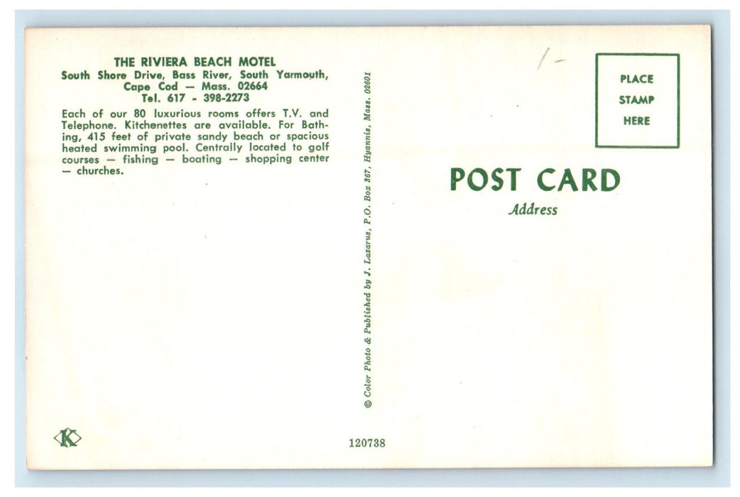 c1960s The Riviera Beach Motel South Yarmouth Cape Cod Massachusetts MA Postcard