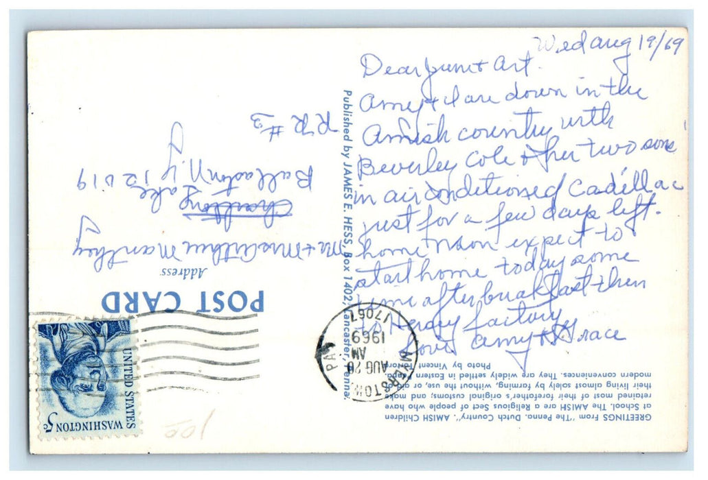1969 Greetings from The Penna Dutch Country Amish Children at School Postcard