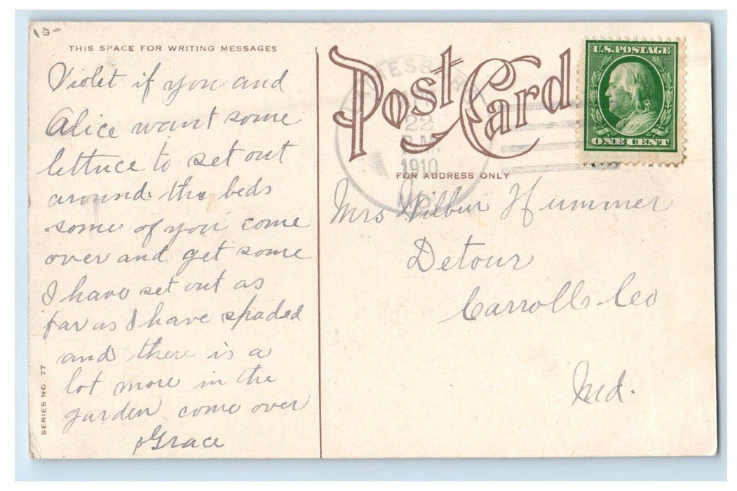 1910 Easter Greetings Hatched Egg Cross Chicks Flowers Posted Antique Postcard