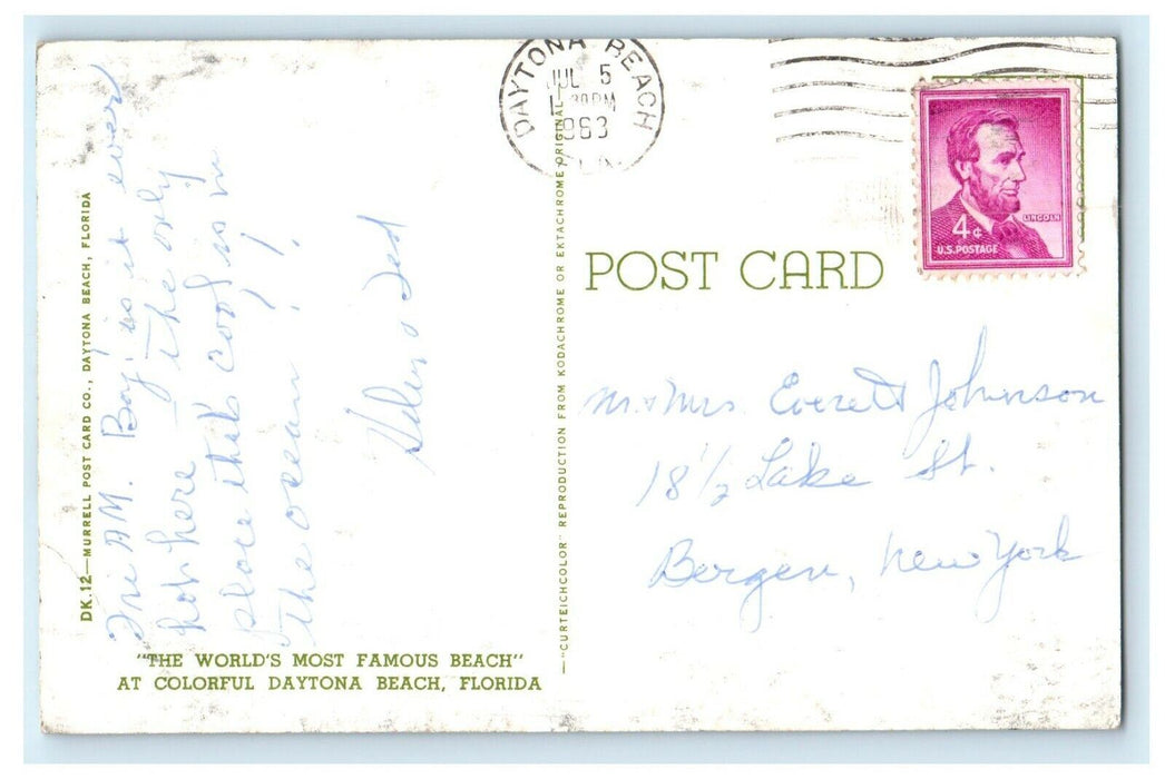 1963 The World's Most Famous Beach Bathing Daytona Beach Florida FL Postcard