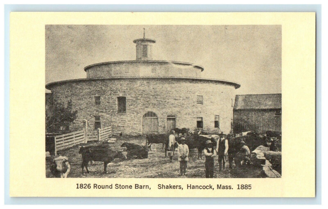 1826 Round Stone Barn, Shakers, Hancock, Massachusetts MA Postcard