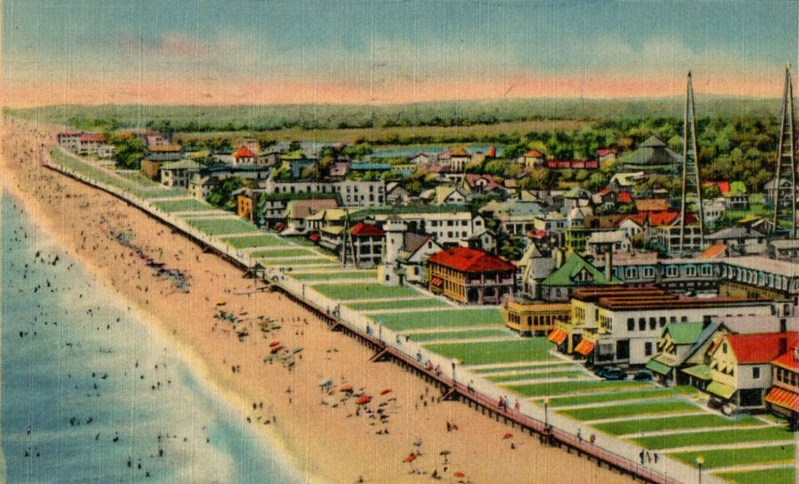 1946 General View of Beach and Promenade, Virginia Beach, Virginia VA Postcard
