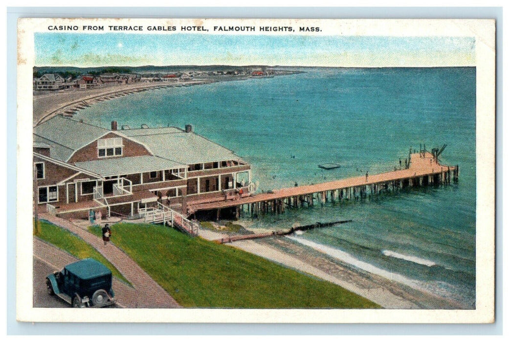 1935 Casino View in Falmouth Heights, Massachusetts MA Antique Postcard
