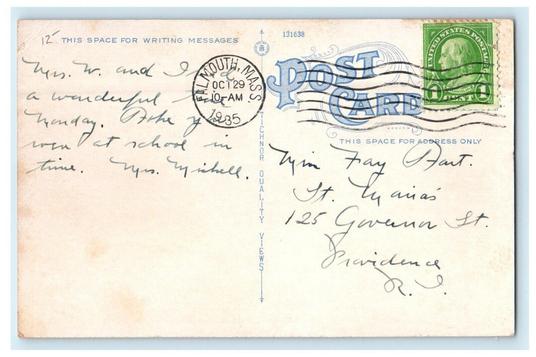 1935 Casino View in Falmouth Heights, Massachusetts MA Antique Postcard