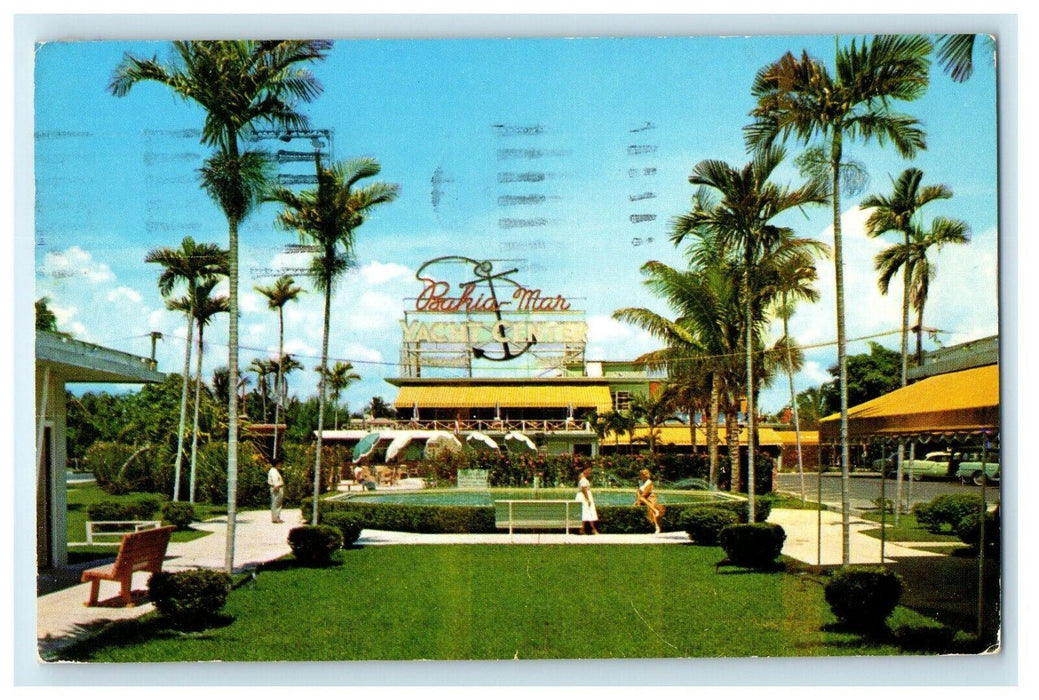 1959 Baha Mar Yacht Basin Fountain And Patio Ft. Lauderdale Florida FL Postcard