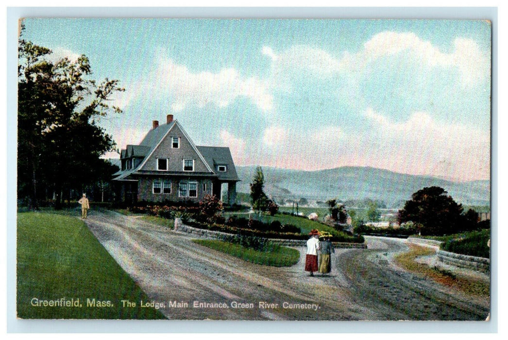 1916 Green River Cemetery, Greenfield, Massachusetts MA Vintage Postcard