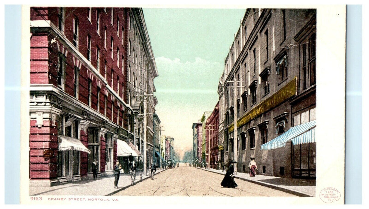 1905 Scene at Granby Street, Norfolk Virginia VA Antique Postcard