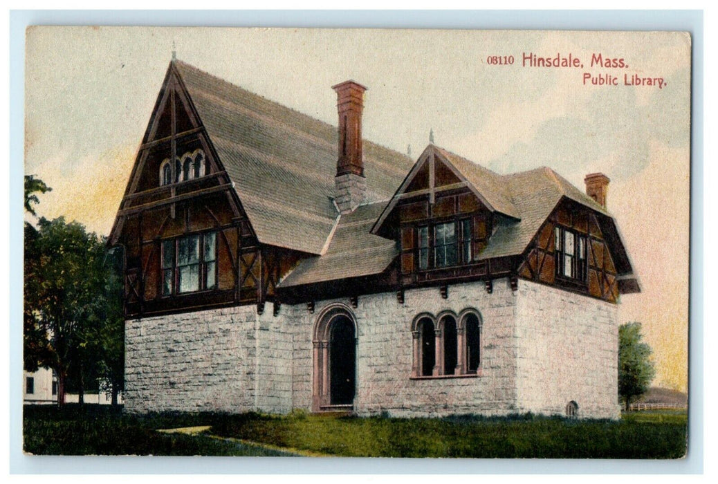1911 Public Library, Hinsdale Massachusetts MA Antique Posted Postcard