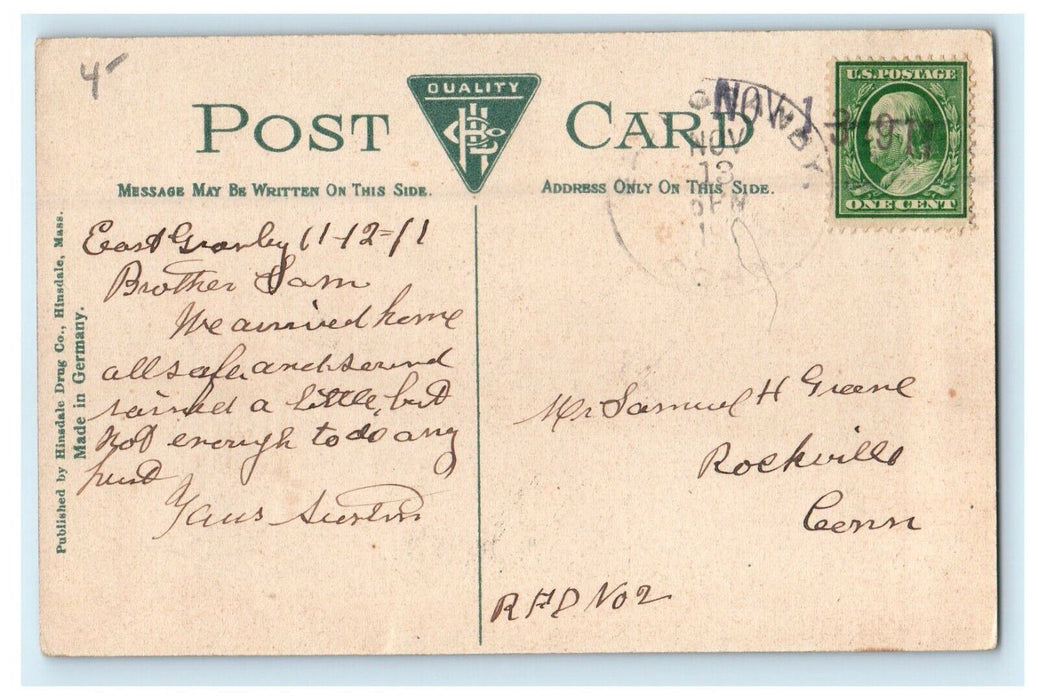 1911 Public Library, Hinsdale Massachusetts MA Antique Posted Postcard