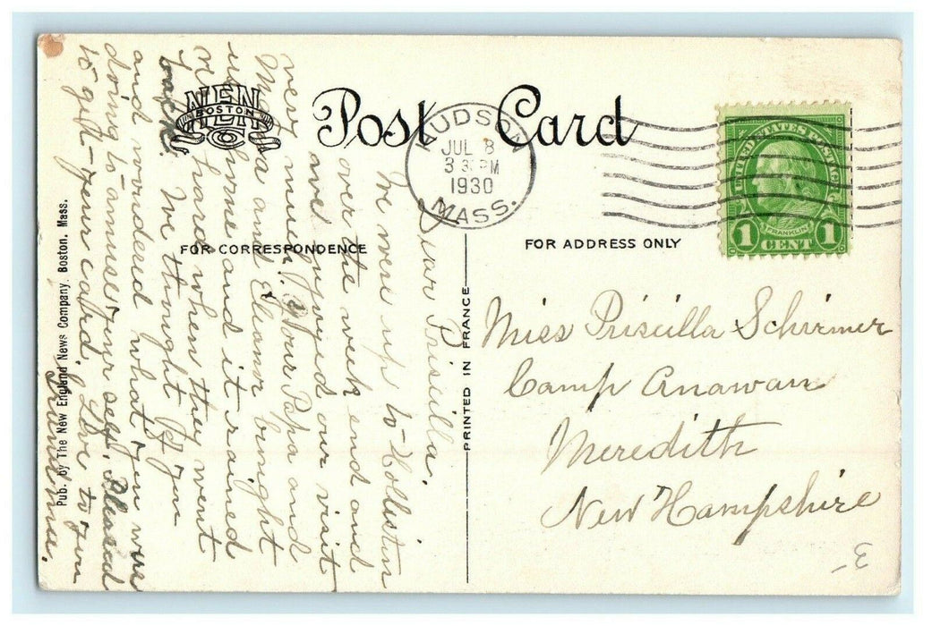 1930 Congregational Church Holliston, Massachusetts MA Posted Postcard