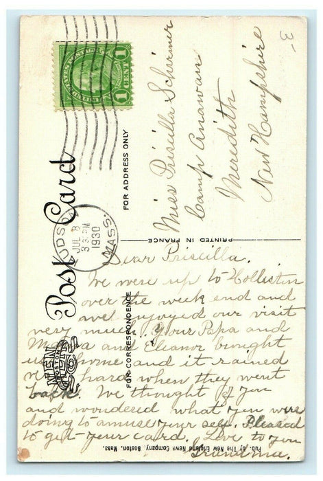 1930 Congregational Church Holliston, Massachusetts MA Posted Postcard