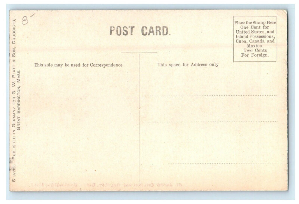 1912 St James Church and Rectory, Great Barrington Massachusetts MA Postcard
