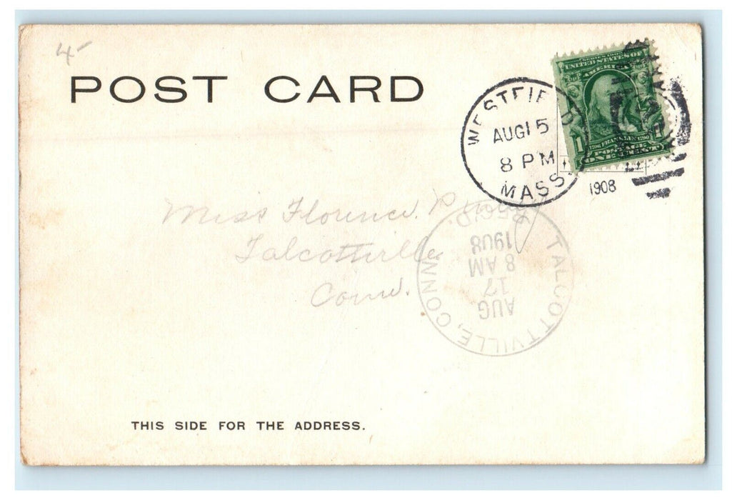 1908 Steamboat Landing Pequot Lake Westfield Massachusetts MA Antique Postcard