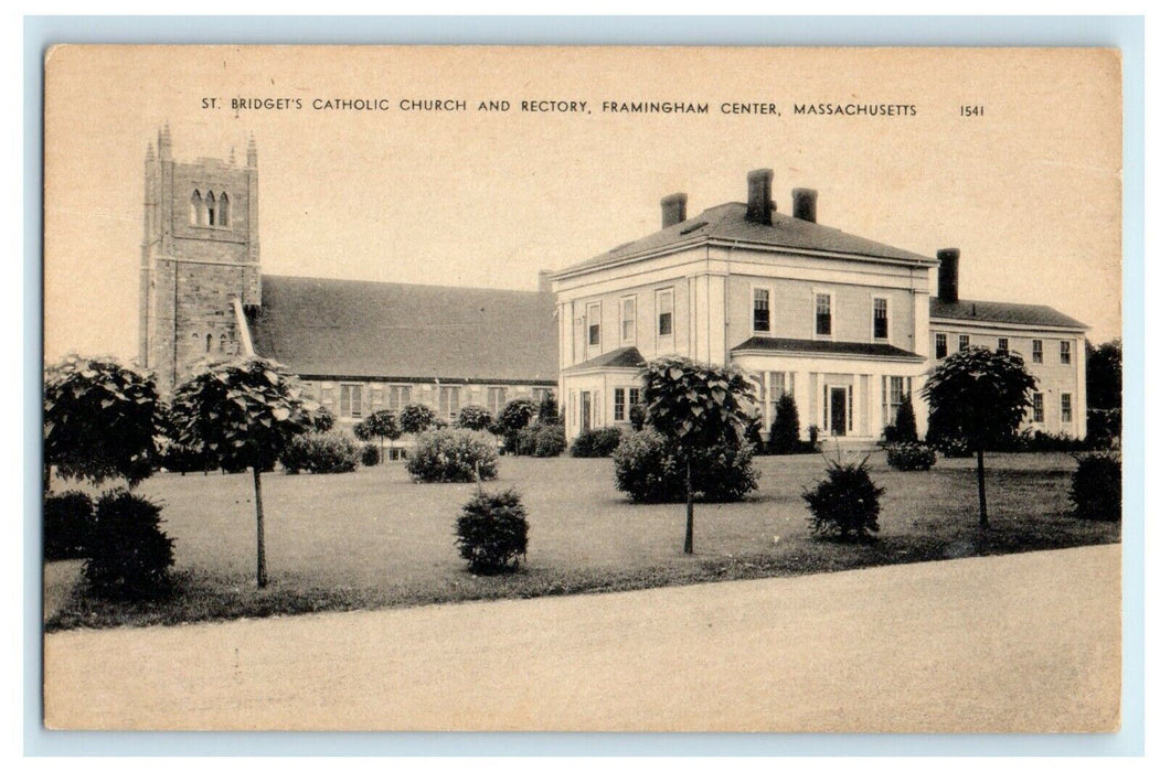 1925 St Bridget's Catholic Church, Framingham Center, Massachusetts MA  Postcard