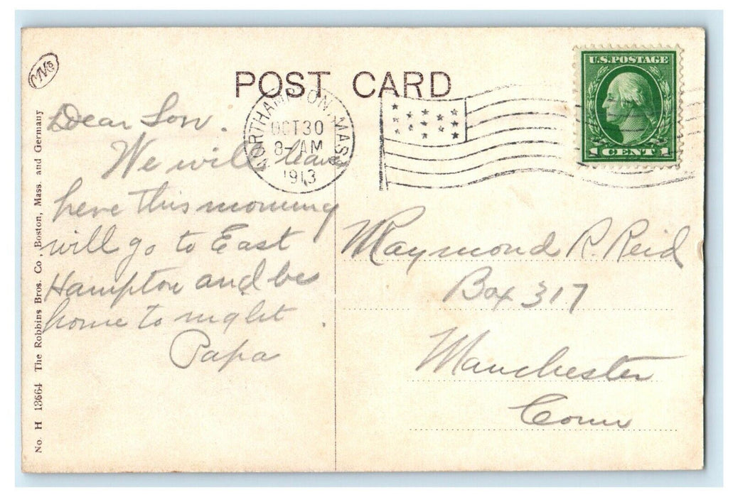 1913 Public Library, Northampton, Massachusetts MA Antique Postcard