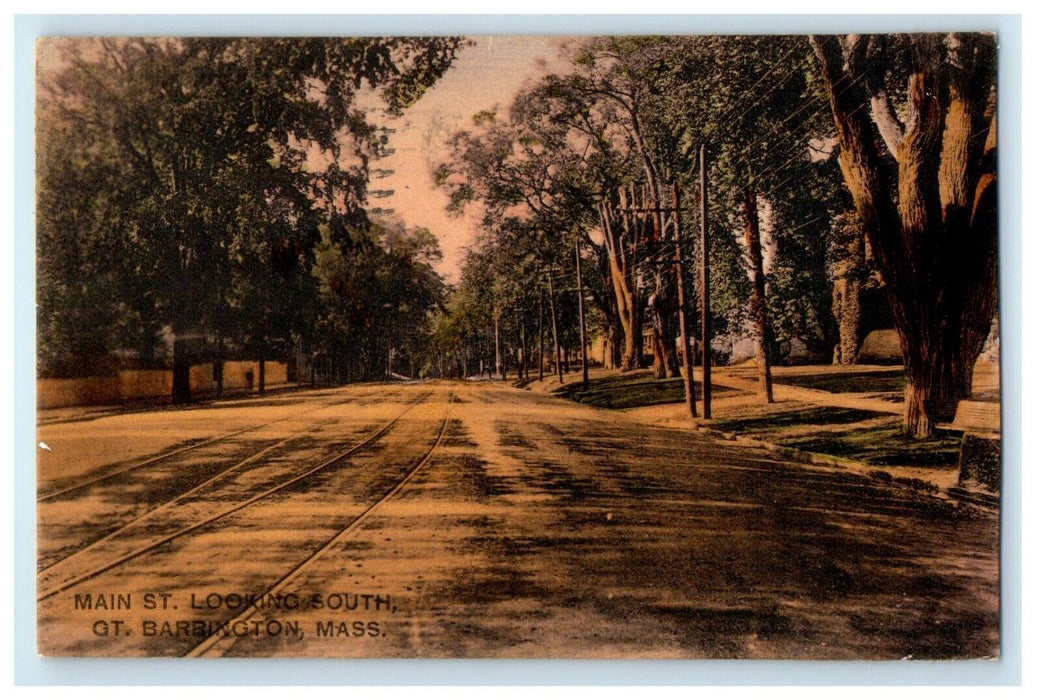 1908 Sunny Scene in Main Street, Great Barrington, Massachusetts MA Postcard