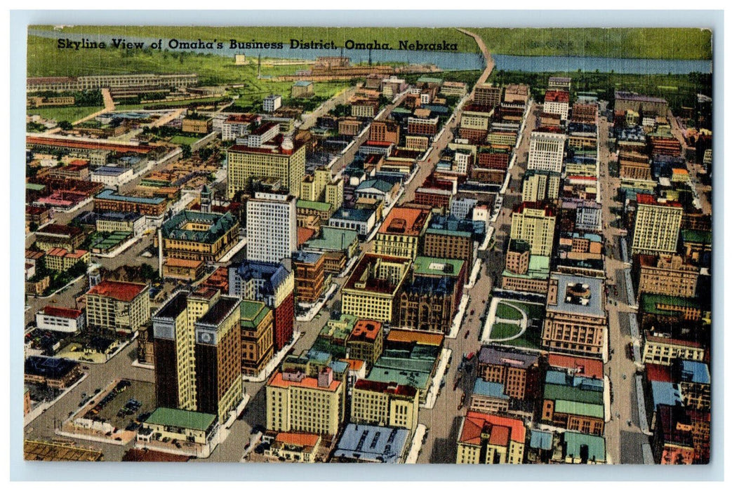 1941 Skyline View Omaha's Business District Omaha Nebraska NE Postcard