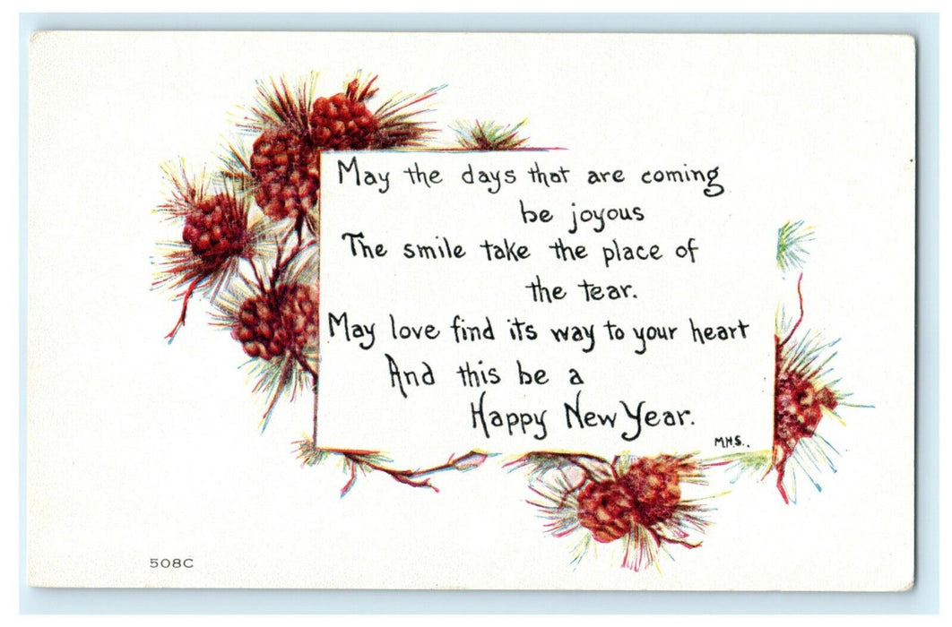 Happy New Year FAO F.A. Owen 1915 Wilmington Ohio Vintage Antique Postcard