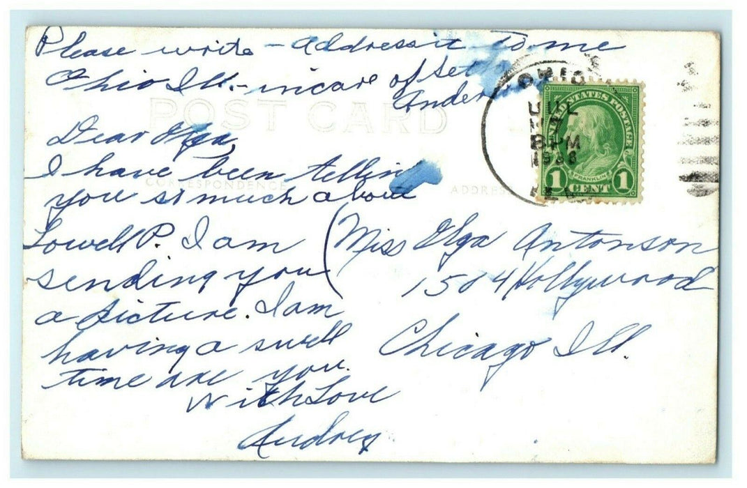 The Lodge Lowell park Dixon Illinois 1938 RPPC Photo Antique Postcard