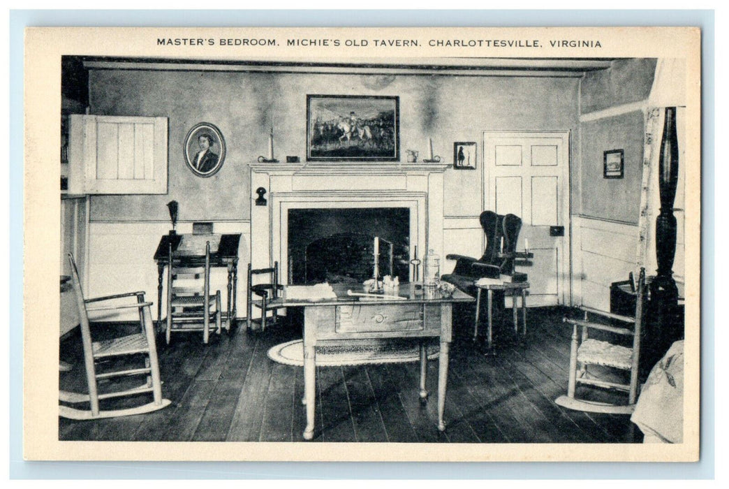 c1940s Master's Bedroom Michie's Old Tavern Charlottesville Virginia VA Postcard