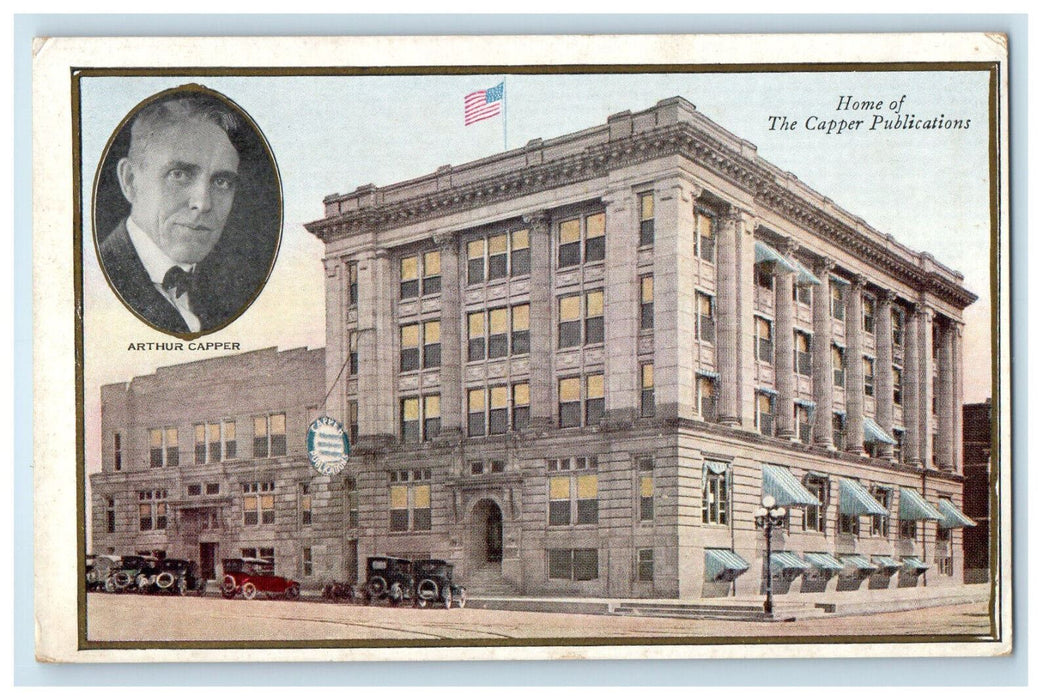 c1920s Arthur Capper Photo, The Capper Publisher Home, Business Creed Postcard