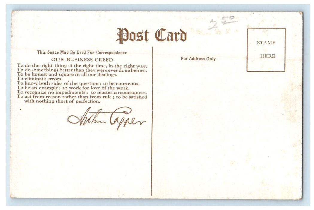c1920s Arthur Capper Photo, The Capper Publisher Home, Business Creed Postcard