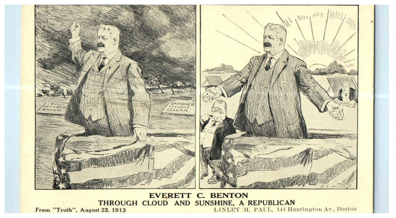 1913 Everett C Benton, A Republican Political Advertising Postcard