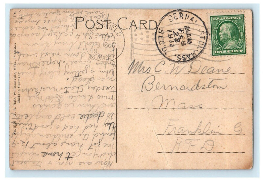 1911 View Of The Square Building Greenfield Massachusetts MA Antique Postcard