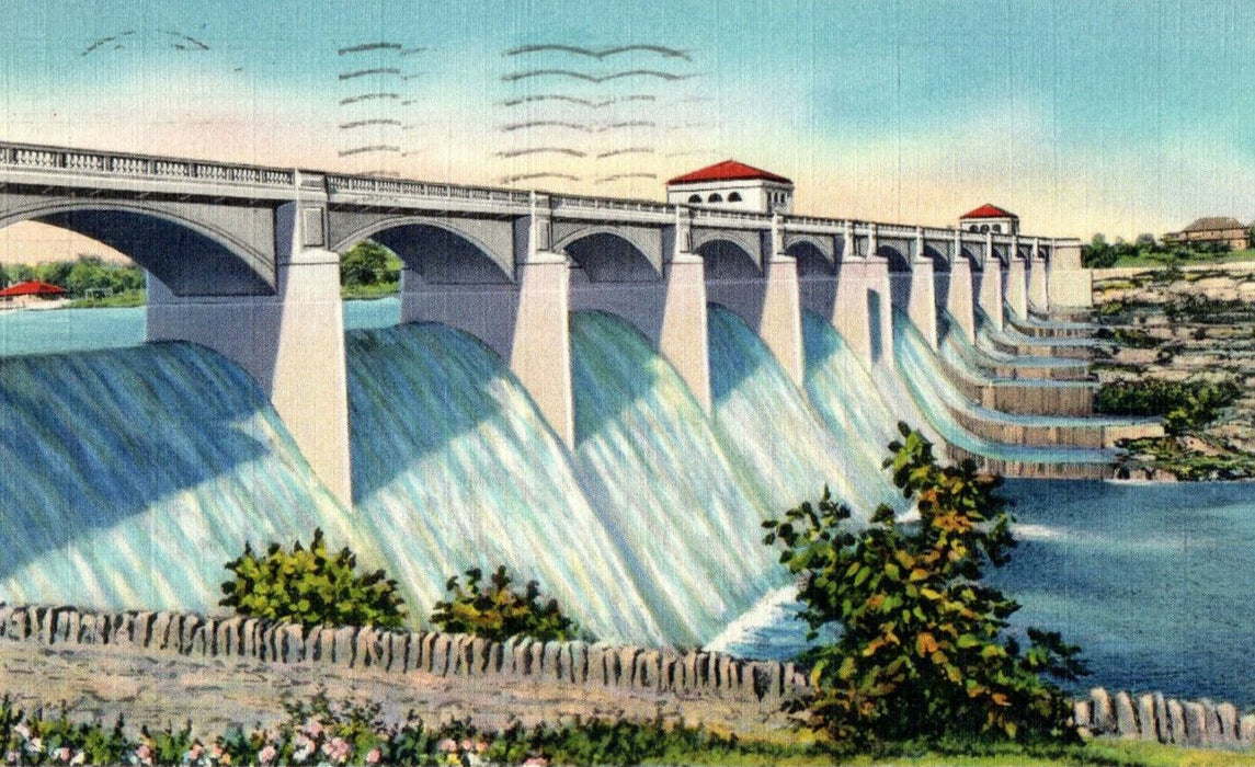 1937 O'Shaughnessy Dam on Scioto River, Columbus Ohio OH Posted Postcard