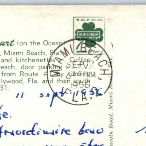 1956 Sherwood Court Miami Beach Florida FL, Private Pool And Beach View Postcard