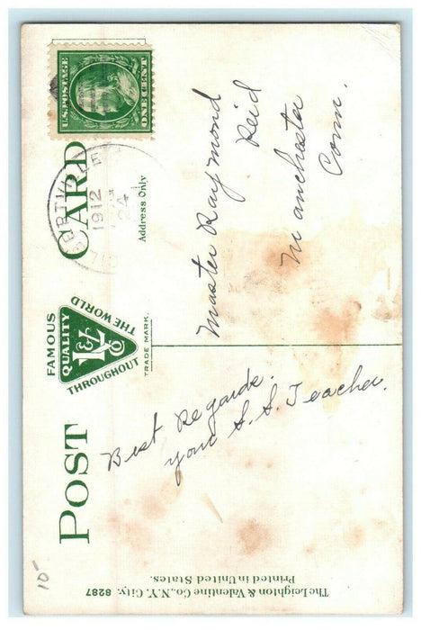 1912 Main Street Looking East, Ware, Massachusetts MA Antique Postcard