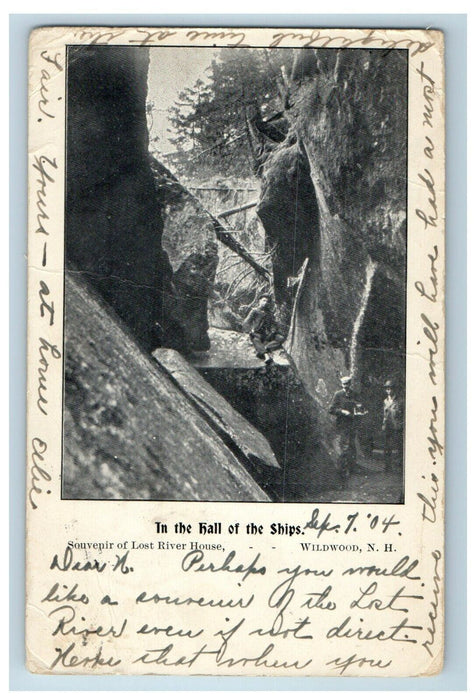 1904 In The Hall Of The Ships Souvenir Lost River House Wildhood NH Postcard