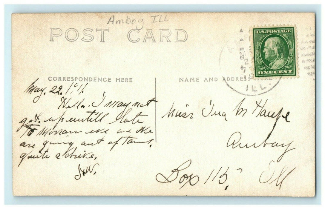 Bird's Eye View Amboy Illinois 1911 RPPC Photo Vintage Antique Postcard