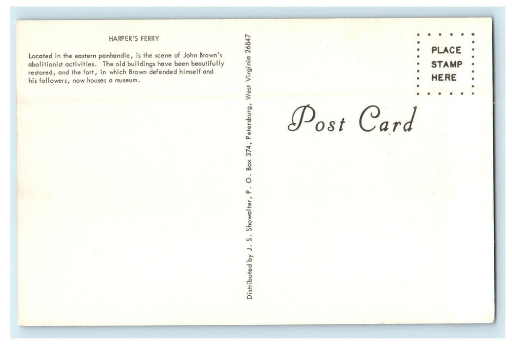 c1960 Aerial View of Bridge and River, Harper's Ferry, West Virginia WV Postcard